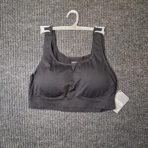 Yummie Black Nylon Scoop Neck Bra 1x-2x Removable Pads